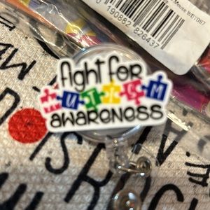 Fighting Awareness Badge Holder With Alligator clip.